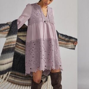 Anthropologie Lilac Lace Tunic Dress